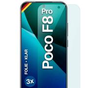 moex FlexProtect Screen Protector for Poco F8 Pro Screen Protector Ultra Clear HD 0.2 mm Compatible with Any Case, Bubble-Free, Mobile Phone Film, Extra Scratch-Resistant, Pack of 3
