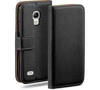 MoEx Flip Case Compatible with Samsung Galaxy S4, Cell Phone Case with Card Slot, 360 Degree Flip Case, Vegan Leather Cell Phone Case, Deep Black