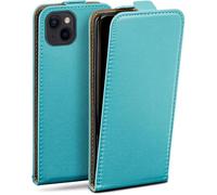 moex Flip Case for Apple iPhone 13, Foldable, 360 Degree All-Round Full Protection, Vegan Leather Flip Case with Vertical Flap, Magnetic - Turquoise