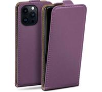 moex Flip Case for Apple iPhone 14 Pro, Foldable, 360 Degree All-Round Full Protection, Vegan Leather Flip Case with Vertical Flap, Magnetic - Purple