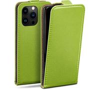 moex Flip Case for Apple iPhone 15 Pro, Foldable, 360 Degree All-Round Full Protection, Vegan Leather Flip Case with Vertical Flap, Magnetic - Green
