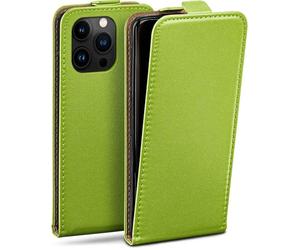 moex Flip Case for Apple iPhone 15 Pro, Foldable, 360 Degree All-Round Full Protection, Vegan Leather Flip Case with Vertical Flap, Magnetic - Green