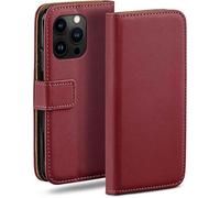 moex Flip Case for Apple iPhone 16 Pro Max, Foldable, Mobile Phone Case with Card Slot, 360 Degree Protective Case for Folding, Flip Case Book Cover, PU Leather Mobile Phone Case, Bordeaux