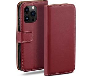 moex Flip Case for Apple iPhone 16 Pro Max, Foldable, Mobile Phone Case with Card Slot, 360 Degree Protective Case for Folding, Flip Case Book Cover, PU Leather Mobile Phone Case, Bordeaux