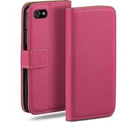 moex Flip Case for Apple iPhone 4s / iPhone 4, Mobile Phone Case with Card Slot, 360-Degree Flip Case, Book Cover, Vegan Leather, Berry-Fuchsia