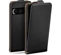 moex Flip Case for Google Pixel 8 Pro, Foldable, 360 Degree All-Round Full Protection, Vegan Leather Flip Case, Mobile Phone Case with Vertical Flap, Magnetic - Black