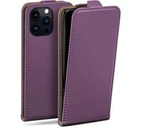 moex Flip Case for iPhone 13 Pro Max, Foldable, 360 Degree All-Round Full Protection, Vegan Leather Flip Case, Mobile Phone Case with Vertical Flap, Magnetic - Purple