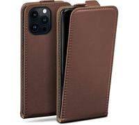moex Flip Case for iPhone 14 Pro Foldable with 360 Degree Protection, Mobile Phone Case with Screen Protector, PU Leather Mobile Phone Case, Flip Case Cover, Dark Brown