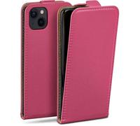 moex Flip Case for iPhone 15, Foldable, 360 Degree All-Round Full Protection, Vegan Leather Flip Case, Mobile Phone Case with Vertical Flap, Magnetic - Pink