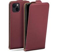 moex Flip Case for iPhone 15, Foldable, 360 Degree All-Round Full Protection, Vegan Leather, Mobile Phone Case with Vertical Flap, Magnetic - Wine Red