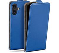 moex Flip Case for iPhone 16, Foldable, 360 Degree All-Round Full Protection, Vegan Leather Flip Case, Mobile Phone Case with Vertical Flap, Magnetic - Blue