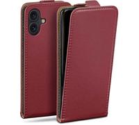 moex Flip Case for iPhone 16, Foldable, 360 Degree All-Round Full Protection, Vegan Leather, Mobile Phone Case with Vertical Flap, Magnetic - Bordeaux