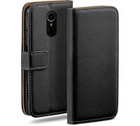 MoEx Flip Case for LG K4 (2017), Mobile Phone Case with Card Slot, 360-Degree Flip Case, Book Cover, Vegan Leather, Deep-Black