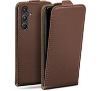 moex Flip Case for Samsung Galaxy A55 5G Folding Case, 360 Degree All-Round Full Protection, Vegan Leather, Mobile Phone Case with Vertical Flap, Magnetic - Dark Brown