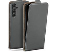 moex Flip Case for Samsung Galaxy A55 5G Folding Case, 360 Degree All-Round Full Protection, Vegan Leather, Mobile Phone Case with Vertical Flap, Magnetic - Grey