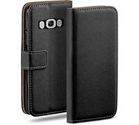 MoEx Flip Case for Samsung Galaxy J5 (2016), Mobile Phone Case with Card Slot, 360-Degree Flip Case, Book Cover, Vegan Leather, Deep-Black