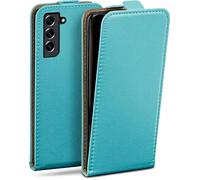 moex Flip Case for Samsung Galaxy S21 FE 5G Folding Phone Case, 360 Degree All-Round Full Protection, Vegan Leather, Mobile Phone Case with Vertical Flap, Magnetic Phone Cover - Turquoise