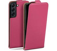 moex Flip Case for Samsung Galaxy S22, Foldable, 360 Degree All-Round Full Protection, Vegan Leather Flip Case with Vertical Flap, Magnetic - Pink