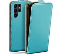 moex Flip Case for Samsung Galaxy S22 Ultra, Foldable, 360 Degree All-Round Full Protection, Vegan Leather, Mobile Phone Case with Vertical Flap, Magnetic - Turquoise