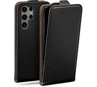 moex Flip Case for Samsung Galaxy S23 Ultra, Foldable, 360 Degree All-Round Full Protection, Vegan Leather, Mobile Phone Case with Vertical Flap, Magnetic - Black, Phone Cases, Phone Covers
