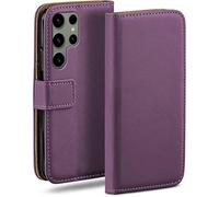moex Flip Case for Samsung Galaxy S24 Ultra, Foldable, Mobile Phone Case with Card Slot, 360 Degree Protective Flip Case Book Cover, Vegan Leather Mobile Phone Case, Purple