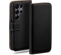 moex Flip Case for Samsung Galaxy S25 Ultra, Foldable, Mobile Phone Case with Card Slot, 360 Degree Protective Flip Case Book Cover, PU Leather Mobile Phone Case, Black