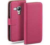 moex Flip Case for Samsung Galaxy S3 Mini, Mobile Phone Case with Card Slot, 360-Degree Flip Case, Book Cover, Vegan Leather, Berry-Fuchsia