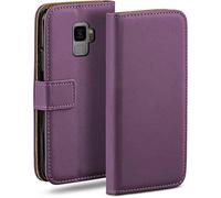 moex Flip Case for Samsung Galaxy S9, Mobile Phone Case with Card Slot, 360-Degree Flip Case, Book Cover, Vegan Leather, Indigo-Violet