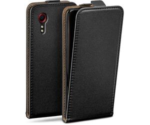 moex Flip Case for Samsung Galaxy XCover 5 Foldable with 360 Degree Protection, Mobile Phone Case with Screen Protector, PU Leather Mobile Phone Case, Flip Case Cover, Flip Case, Black