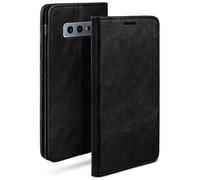 moex Flip Case in Leather Look compatible with Samsung Galaxy S10e | Card Slots + Stand, Black
