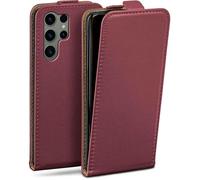 moex Flip Phone Case for Samsung Galaxy S23 Ultra Foldable 360 Degree Full Protection Vegan Leather Flip Case with Vertical Flap Magnetic Wine Red