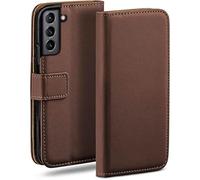 moex Flip Phone Cases, Phone Wallet Case for Samsung Galaxy S21 FE 5G, Foldable Mobile Phone Case with Card Slot, 360 Degree Protective Flip Case Book Cover, Vegan Leather, Dark Brown