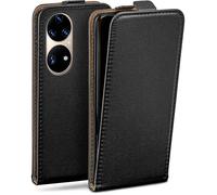 moex Flip Phone Cover Case for Huawei P50 Pro, Foldable 360 Degree All-Round Full Protection Vegan Leather Flip Phone Case with Vertical Flap Magnetic - Black