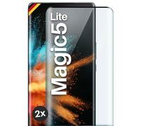 moex Full Screen Protective Glass Compatible with Honor Magic5 Lite - Screen Protector Rimless, Full Screen, Curved 3D Protective Glass Film, Clear, 2 x Black