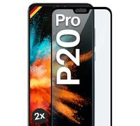 moex Full Screen Protective Glass Compatible with Huawei P20 Pro - Screen Protector Rimless, Full Screen, Curved 3D Protective Glass Film, Clear, 2 x Black