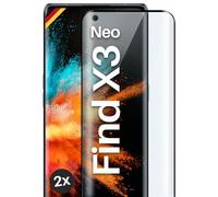 moex Full Screen Protective Glass Compatible with Oppo Find X3 Neo - Screen Protector Rimless, Full Screen, Curved 3D Protective Glass Film, Clear, 2 x Black