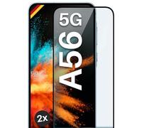 moex Full Screen Protective Glass Compatible with Samsung Galaxy A56 5G - Screen Protector Rimless, Full Screen, Curved 3D Protective Glass Film, Clear, 2 x Black