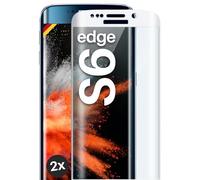 moex Full Screen Protective Glass Compatible with Samsung Galaxy S6 Edge - Screen Protector Rimless, Full Screen, Curved 3D Protective Glass Film, Clear, 2x White