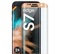 moex Full Screen Protective Glass Compatible with Samsung Galaxy S7 Edge - Screen Protector Rimless, Full Screen, Curved 3D Protective Glass Film, Clear, 2x Golden
