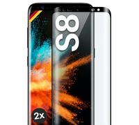 moex Full Screen Protective Glass Compatible with Samsung Galaxy S8 - Screen Protector Rimless, Full Screen, Curved 3D Protective Glass Film, Clear, 2 x Black