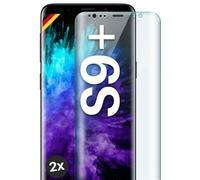 moex Full Screen Protective Glass Compatible with Samsung Galaxy S9 Plus - Screen Protector Rimless, Full Screen, Curved 3D Protective Glass Film, Clear, 2x Clear