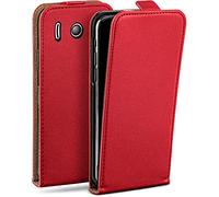 MoEx Magnetic Flip Case compatible with Huawei Ascend Y300 | 360° protection faux leather, Red
