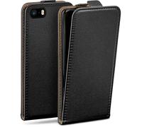 MoEx Magnetic Flip Case compatible with iPhone 5s / 5 / SE (2016) | 360° protection faux leather, Black