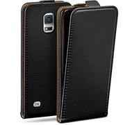 MoEx Magnetic Flip Case compatible with Samsung Galaxy S5 Mini | 360° protection faux leather, Black