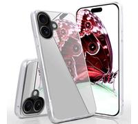 moex Mirror Case for iPhone 17 Case with Mirror and Extended Edge Protection Made of Silicone, Mobile Phone Case, Mirrored Back, Stylish Mobile Phone Protective Case, Thin, Silver