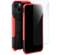 moex Mobile Phone Case for Apple iPhone 15, Shockproof, Robust Protective Case with Tempered Glass Screen Protector, Rugged Outdoor Hard Case, Armoured Case, 360 Degree All-Round Protection - Red /