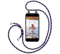 moex Mobile Phone Chain, Compatible with Apple iPhone SE (2020) Case with Strap Adjustable Length, Silicone Case, Transparent with Chain in Blue, Removable