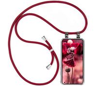 moex Mobile Phone Chain Compatible with Nothing Phone (1) Case with Strap, Adjustable Length, Mobile Phone Case for Hanging, Transparent Silicone Case with Cord Cord Removable in Wine Red