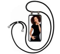 moex Mobile Phone Chain Compatible with Samsung Galaxy M33 5G, Case with Strap, Adjustable Length, Mobile Phone Case for Hanging, Transparent Silicone Case with Cord Removable in Black