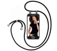 MoEx Mobile Phone Chain, Compatible with Samsung Galaxy S3 / S3 Neo Case with Strap Adjustable Length, Silicone Case, Transparent with Chain in Black, Removable